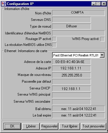 WinIPCFG sous Windows 9x