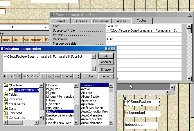 Formulaires et sous-formulaires Microsoft Access 1 Cours-gratuit-Modifier le Sous formulaire