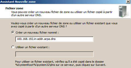 Serveur DNS: Installation et configuration du service DNS 15 donnez un nom au fichier qui contiendra la zone DNS